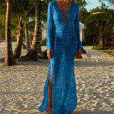 New Arrivals Sexy Beach Cover up Crochet Women Swimwear Rash Guard Kaftan Wrap Dress Robe de Plage Saida de Praia #Q194