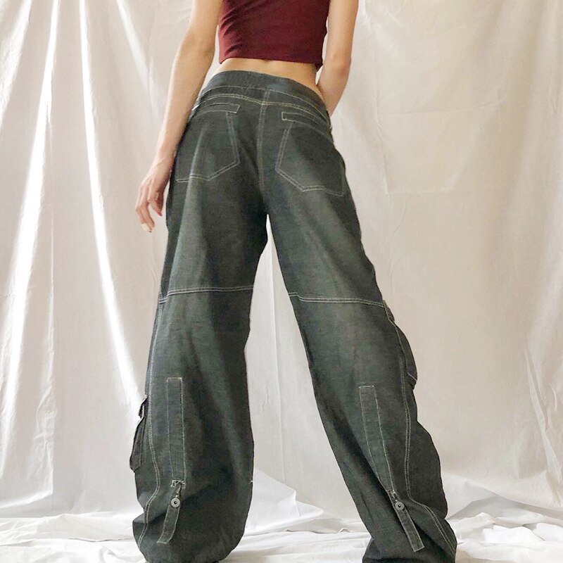 Harajuku Graphic Print Grunge Jeans Wide Leg Baggy Cargo Pants Vintage High Waist Denim Trousers Y2K Oversized Jeans Iamhotty