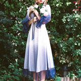 Drespot French Fairy Dress Women  Summer Elegant Designer Square Collar Midi Dress Bow Long Lantern Sleeve One-Piece Dress Korean D15