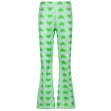 Heart Graphics Print Baggy Flare Pants Women Harajuku Cute High Waist Strechy Green Sweatpants Aesthetic Trousers Iamhotty