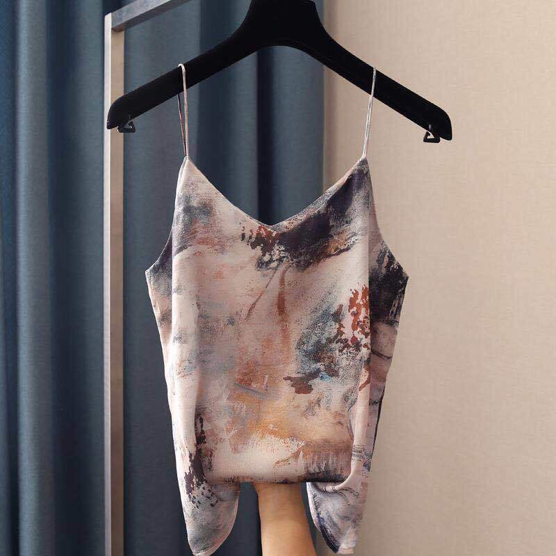 Drespot  New Summer Women Camis Vintage Painting Printed Top For Women Tank Tops Boho Sexy Strapless V-Neck Tanks Top Female