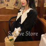 Drespot  Spring Vintage Black Dress Party Women Casual Elegant Gothic Y2k Mini Dress Lolita Kawaii Clothing One Piece Dress Korean