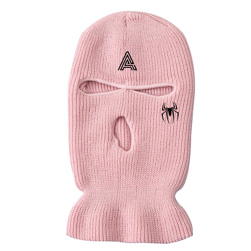 Full Face Ski Mask Balaclava 3 Holes Spider Embroidery Windproof Knit Beanies Bonnet Winter Warm Unisex Caps For Christmas Gift
