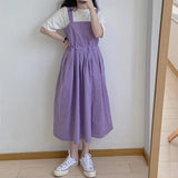 Sleeveless Dress Women Japan Style College Sweet Pink Simple Girls Dresses All-match Summer Fashion Adjustable Femme Clothing