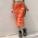 Aesthetic Floral Printed Long Skirt Women Harajuku Kawaii High-waisted Summer Party Beach Outfit Vintage Skirts 90s Iamhotty