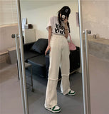 Drespot Thanksgiving  Women White Jeans High Waist Wide Leg Baggy Jeans Y2K E-Girl Aesthetic Clothes Streetwear /