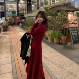 Drespot  Party One Piece Dress Korean  Autumn Long Sleeve Slim Sweater Dress Women Casual Elegant Office Knitted Dress Female Winter