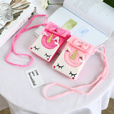 Soft Plush Unicorn Children Coin Purse Cute Cartoon Animal Magnet Hook Girl Shoulder Bag Purse Mini Handbag Messenger Bag