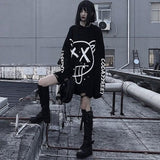 Drespot Gothic Harajuku T Shirt Women Korean Fashion Black Long Sleeve Hip Hop Punk Streetwear Autumn Mall Goth Tops Female Tee