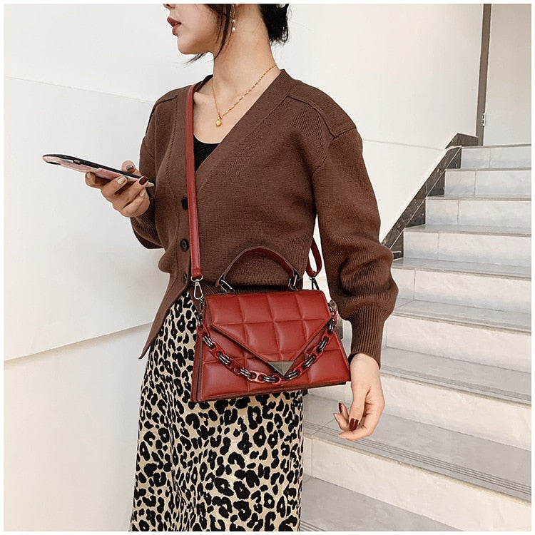 Drespot  Female Small Square Bag Tote  Fashion New Pu Leather Women's Handbags Solid Lingge Shoulder Crossbody Bags for Women Totes