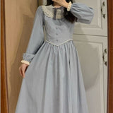 Drespot Vintage Elegant Lace Dress Women Soft  Spring Preppy Style Fairy Princess Party Dresses French Retro Female Robe