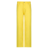 Yellow Wide Leg Straight Jeans Women Vintage Summer High Waist Mom Denim Pants Casual Trousers Cute Aesthetic Jeans Iamhotty