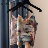 Drespot  New Summer Women Camis Vintage Painting Printed Top For Women Tank Tops Boho Sexy Strapless V-Neck Tanks Top Female