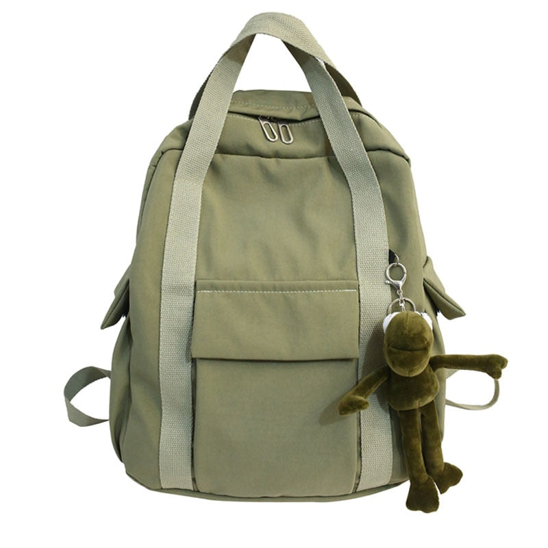 Drespot  HOCODO New Solid Color Women'S Waterproof Nylon Backpack Simple School Bag For Teenage Girl Shoulder Travel Bag School Backpack
