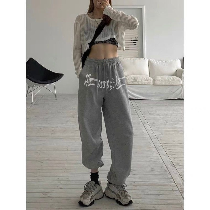 Drespot  Streetwear Joggers Sweatpants Women Baggy Harajuku Hippie Gray Sports Pants Korean Style Oversize Casual Loose Trousers