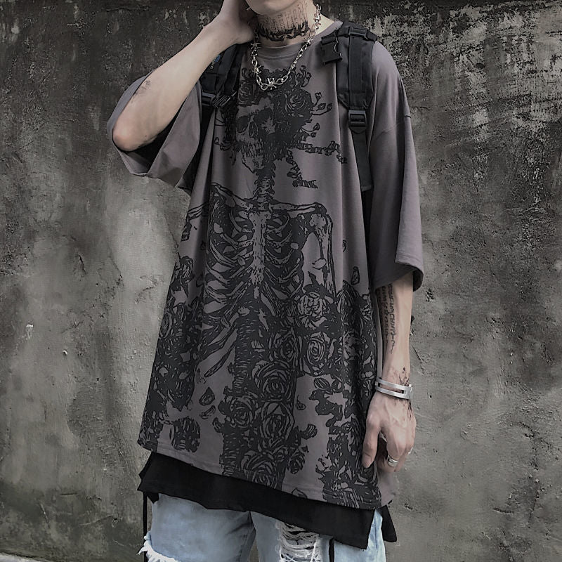 Drespot Mall Goth Tops Gothic Harajuku Skull T-shirt  Korean Fashion Oversized Short Sleeve Tees Shirt Grunge Alt Kpop Clothes