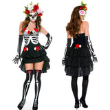 Helloween Big Sale Drespot Halloween Day Of The Dead Costume Ladies Skull Scary Ghost Bride Cosplay Costume Fantasia Fancy Dress