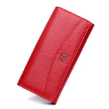 Drespot  Wallet New Brand 100% Genuine Leather Wallet For Women High Quality Coin Purse Female High Quality Long Clutch Phone Red Wallets