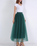 4 Layers 100cm Floor length Skirts for Women Elegant High Waist Pleated Tulle Skirt Bridesmaid Ball Gown Bridesmaid Clothing