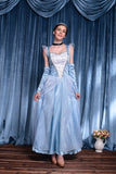Helloween Big Sale Drespot Halloween Cinderella Princess Fancy Dress Adult Women Blue Long Dress Hen Party Snow Princess Costume