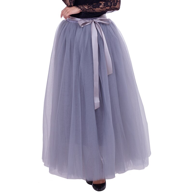 7 Layers 100cm Long Tulle Skirts Women Floor-Length Pleated Skirt Fashion Wedding Bridal Bridesmaid Skirt Faldas Jupe Saias