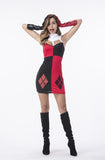 Helloween Big Sale Drespot Halloween Sexy Red Black Plaid Harley Dress Sexy Clown Circus Quinn Fantasia Costume