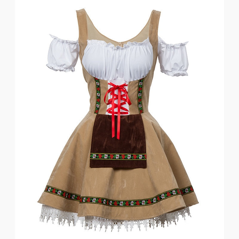 Drespot Traditional Couples Oktoberfest Costume Parade Tavern Bartender Waitress Outfit Cosplay Carnival  Halloween Fancy Party Dress