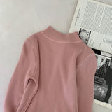 Deeptown Korean Style Basic Solid Turtleneck Women Sweater Slim Autumn Winter Pullover Jumper Warm Long Sleeve Top Female