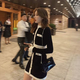 Drespot   Fashion Korean Style Knitted Dress Winter White Women Knit Bodycon Dress Elegant Long Sleeve Dress Knitwear For Women