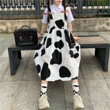 Drespot Women's Kawaii Cow Print Dress Lolita Milk Cute Sundress Japanese Harajuku Style Cute Kawaii Lolita Dress Outfit Mori Girl