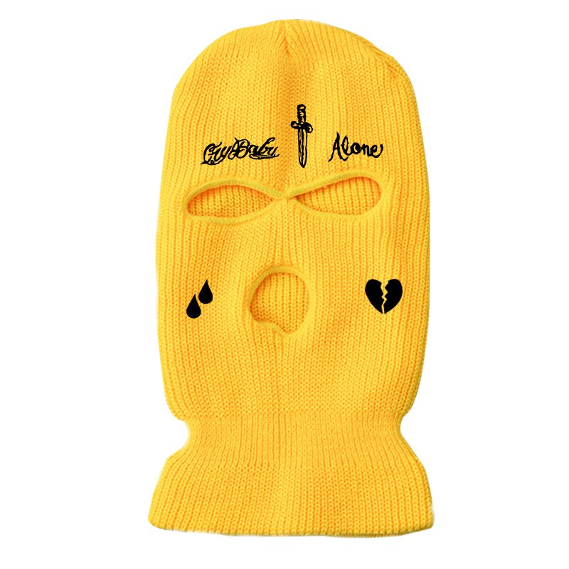 Fashion Embroidery Full Face Mask Hat 3 Hole Designer Balaclava Crochet Ski Mask Cap Knitted Asap Rocky For Winter Warmth Beanie