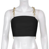 Drespot Sexy Women's Design Sense Solid Color Euro-American Style Chain Backless Vest  New Fashion Vest Y2k Top