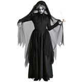 Helloween Big Sale Drespot Halloween Cosplay Women Death Hell Witch Devil Vampire Uniform Black Long Dress Party Cosplay Day Of The Dead Opera Costume