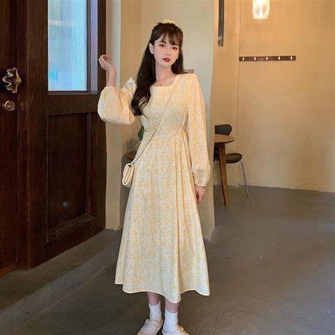 Long Dress Women Sweet Simple Party Fall Floral Chic Ladies Vestidos Korean Fashion Daily Empire Preppy Femme Clothing A-line