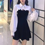 Drespot Elegant Party Dress Women Long Sleeve Sweet Empire High Street Mini Dress Gothic Y2k Dress Korean Summer  Female Outfits