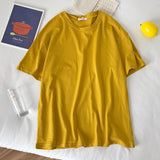 Drespot Summer Solid Short Sleeve Women's T-Shirts Basic Multi Color Cotton O-Neck Casual Loose Shirts Tops Tee Ladies  New
