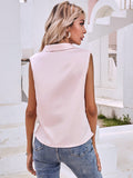 Drespot Tshirt Women  Summer Temperament Sleeveless V-neck Twisted Design Slim Women T-shirt Pink Sexy Women Clothes Tops Ropa Mujer
