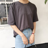 Drespot  New Summer Cotton Solid Short Sleeve Women's T-Shirts Basic 12 Colors O-Neck Casual Loose Female Shirts Tops Tee