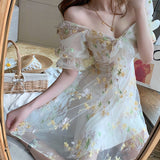 Drespot Elegante Prairie Chic Harajuku Kawaii Beige Sexy V-Neck Lace Dresses Sundresses Summer Dress for Women Vestido De Mujer  New