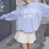 Drespot Thanksgiving Malibu California Sweatshirt Oversize Crew Neck Pullover Women Teens Aesthetic Outfit