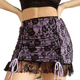 Drespot Sexy Girls Plaid Y2K Skirts New Fashion Women's High Waist Harajuku Mini Skirt Lace Up Hip-Package Hem Ladies Lace Skirts