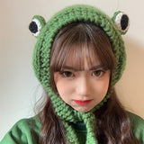 Hot Frog Beanies handmade crochet cat ears knit Hat Hip-hop Skullies Gifts Warm Winter Bonnet Gorros Mujer Invierno