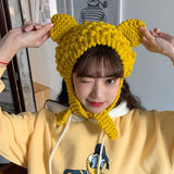 Hot Frog Beanies handmade crochet cat ears knit Hat Hip-hop Skullies Gifts Warm Winter Bonnet Gorros Mujer Invierno
