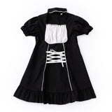 Drespot Goth Maid Dress Kawaii Gothic Milkmaid  Lolita Outfit Cosplay Costume E Girl Puff Sleeve Bandage Dress  Mall Goth Emo