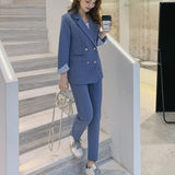 Drespot New Fashion Spring Summer Women Office Lady Slim Blazer Pants Two-Piece Set Suits Female Pants Suit