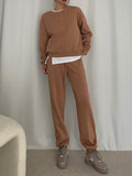 Drespot Women Hoodie Tracksuits Set Female Long Sleeve Sweatshirt & Straight Trousers Autumn Winter Fleece Outfits