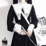 Drespot Vintage Black Gothic Dress Women Patchwork Lace Korean Slim Party Dress Female  Autumn High Street Fairy Y2k Victorian Dress