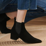 Autumn Women's Boots Pointed Toe Square Heel Chelsea Ladies Short Boots Solid Color Ins Office Lady Fashion Comfy Female Shoes