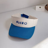 Smile Embroidered Colorblock Beach Visor Cap 1-7 Year Toddler Summer Hat For Boys Girls UV Protection Golf Visor Velcro - On Hat