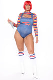 Helloween Big Sale Drespot Halloween Costumes For Women Scary Nightmare Killer Doll Wanna Play Movie Character Bodysuit Chucky Doll Costume 2Pcs Set